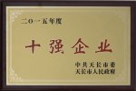 庆贺我公司荣获天长市“2015年度十强企业”